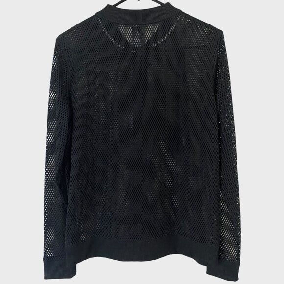 Victoria's Secret Sport Full-Zip Black Mesh Bomber Jacket Womens Medium Athletic - Picture 3 of 11